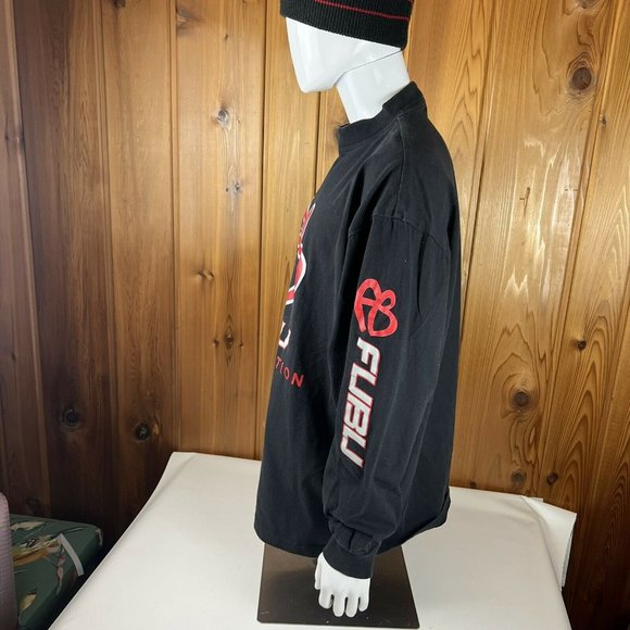 VTG FUBU FB Logo long Sleeve Spell Out Bigger T Shirt Crew neck 2XL Black Red - Picture 5 of 8